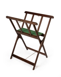 A vintage folding mahogany folio stand, 20th century, 86cm high, 66cm wide, 53cm deep when open.