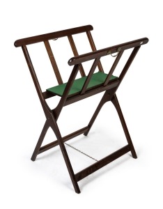 A vintage folding mahogany folio stand, 20th century, 86cm high, 66cm wide, 53cm deep when open.