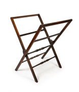 An antique English rosewood folio stand with turned stretchers, 19th century, ​​​​​​​90cm high, 64cm wide, 72cm deep.