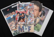 TREVOR BARKER: Group of items signed by Barker, plus additional Robert Harvey, Nathan Bourke, and Nicky Winmar signatures; mostly photographs. (11 items)
