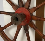 An antique ships wheel, teak and brass with remains of metal shaft, 19th century, ​​​​​​​an impressive 154cm wide. - 3