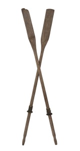 A pair of vintage dingy oars with weathered finish, early to mid 20th century, ​​​​​​​227cm long.