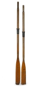 A pair of vintage dingy oars, mid 20th century, 172cm long.