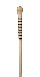 An antique walking stick with whale tooth top, whalebone shaft and baleen spacers, 19th century, ​​​​​​​83cm high.