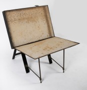 An antique folio stand, black lacquered finish and pictorial vignette, 19th century, 103cm high, 81cm wide. - 3