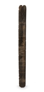 An antique baleen busk engraved "ALPHA P.P.", 19th century, ​​​​​​​45.5cm high.