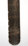 An antique baleen busk engraved "ALPHA P.P.", 19th century, ​​​​​​​45.5cm high. - 2