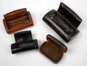 Four assorted antique English papier-m&acirc;ch&eacute; and carved timber snuff boxes, early to mid 19th century, ​​​​​​​the largest 8.5cm wide. - 2