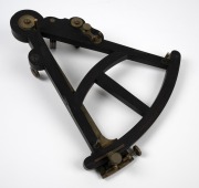 SPENCER BARRETT & Co. antique English ebony and brass octant frame with ivory register plate and maker's plaque, 19th century, ​​​​​​​31cm high. - 3