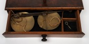 AVERY antique gold scales on a single drawer mahogany base, 19th century, 38cm high, 25cm wide, 13cm deep. - 3
