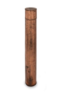 An antique copper map cylinder with lid, 19th century, 47cm high.