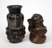 Two figural pottery vessels, South American origin, unknown age, 15cm and 19cm high. - 2