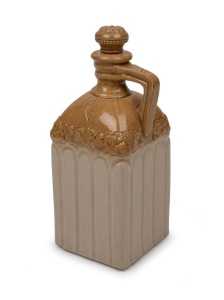 An antique English stoneware whisky decanter with original lid, circa 1870s, diamond registration mark to shoulder, stamped "S.W.", 22cm high.