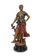 A. J. SCOTTO "L'Esperance" French bronze sculpture on timber plinth with later painted finish, early 20th century, 46cm high overall.
