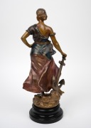 A. J. SCOTTO "L'Esperance" French bronze sculpture on timber plinth with later painted finish, early 20th century, 46cm high overall. - 2