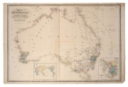 JAMES WYLD (1812-1887) "Map of Australia, compiled from the Nautical Surveys Made by Order of the Admiralty and other Authentic Documents", [London, 1844], engraved map, with inset maps of the world and Van Diemen&rsquo;s Land, hand-coloured; overall 57.5 x 86c