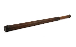 PARNELL of London antique tapered leather bound brass single drawer telescope, 19th century, 76cm long when closed.
