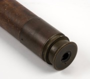 PARNELL of London, antique tapered leather bound brass single drawer telescope, 19th century, 76cm long when closed. - 2