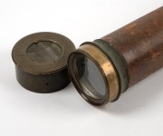 PARNELL of London, antique tapered leather bound brass single drawer telescope, 19th century, 76cm long when closed. - 3