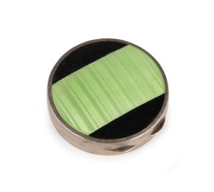 An American Art Deco sterling silver and enamel circular box, circa 1930, ​​​​​​​5cm diameter, 40 grams.