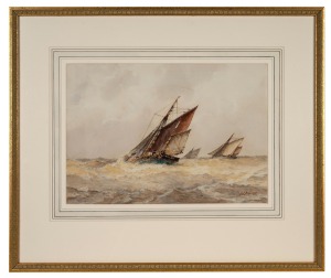 FREDERICK JAMES ALDERIDGE (1850-1933), Stormy Seas, watercolour, signed lower right "F.J. Aldridge", 26 x 37cm, 49 x 59cm overall.