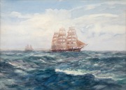 ARTHUR BURGESS (1879-1957), (tallships at sea), watercolour, signed lower left "Arthur J.W. Burgess", 26 x 36cm, 47 x 56cm overall. - 2