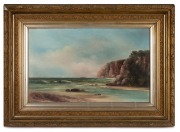 CHARLES YOUNG (working 1884-1918), (shipping off the coast), oil on board, signed lower left "Chas. Young", ​​​​​​​28 x 46cm, 45 x 64cm overall.