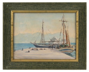 NORMAN LLOYD (1897-1985), (Mediterranean Coastal Traders), oil on board, signed lower right "Norman Lloyd", 30 x 40cm, 42 x 52cm overall.