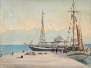 NORMAN LLOYD (1897-1985), (Mediterranean Coastal Traders), oil on board, signed lower right "Norman Lloyd", ​​​​​​​30 x 40cm, 42 x 52cm overall. - 2