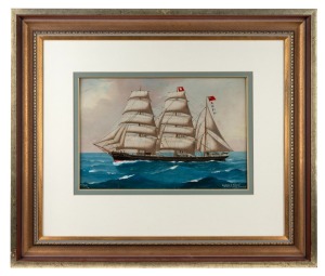 REGINALD ARTHUR BORSTEL (1875-1922), S.S. Helen Denny, oil on board, signed lower left "R.A. Borstel", inscribed lower right "Laidlaw & Harvis, 64 Union St. Pyrmont, Sydney, N.S.W.", 30 x 43cm, 65 x 77cm overall.