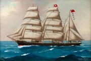 REGINALD ARTHUR BORSTEL (1875-1922), S.S. Helen Denny, oil on board, signed lower left "R.A. Borstel", inscribed lower right "Laidlaw & Harvis, 64 Union St. Pyrmont, Sydney, N.S.W.", 30 x 43cm, 65 x 77cm overall. - 2