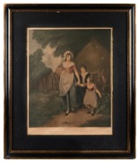 A pair of antique framed coloured engravings titled : I.) Going Out Milking, II.) The Return From Milking, housed in ebonized frames with gilt trim, ​​​​​​​75 x 64cm overall. - 3