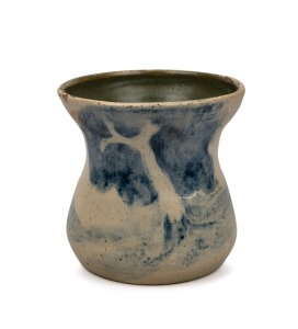 MERRIC BOYD pottery vase with hand painted landscape scene, incised "Merric Boyd", 11.5cm high