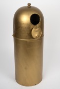 An antique Norwegian gimballed maritime wet compass with adjustable viewing mirrors, housed in dome topped metal housing with later brass painted finish, 19th/20th century, bearing maker's plaque "JOHAN GULBRANSEN Instrumentmaker, Oslo", 56cm high. - 3
