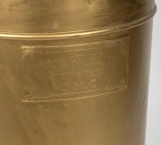 An antique Norwegian gimballed maritime wet compass with adjustable viewing mirrors, housed in dome topped metal housing with later brass painted finish, 19th/20th century, bearing maker's plaque "JOHAN GULBRANSEN Instrumentmaker, Oslo", 56cm high. - 4