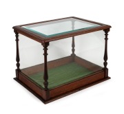 An antique timber and glass display case, 19th century, ​​​​​​​37cm high, 53cm wide, 41cm deep.