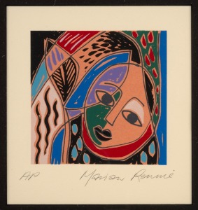 MARIAN RENNIE, (untitled portrait), screenprint A/P, signed lower right "Marian Rennie", ​​​​​​​15 x 14cm, 42 x 39cm overall.