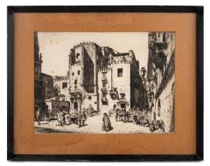 LIONEL LINDSAY (1874-1961), San Domenico Maggiore, Naples, drypoint etching, signed in plate lower right, 25 x 35cm, 37 x 47cm overall.