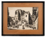 LIONEL LINDSAY (1874-1961), San Domenico Maggiore, Naples, drypoint etching, signed in plate lower right, ​​​​​​​25 x 35cm, 37 x 47cm overall.