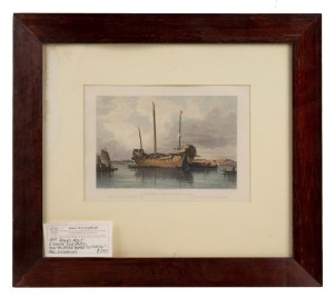 JOHN SKINNER PROUT (1805-1876), A Chinese Junk-Canton River, hand-coloured engraving, 17 x 23cm, 38 x 42cm overall.