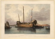 JOHN SKINNER PROUT (1805-1876), A Chinese Junk-Canton River, hand-coloured engraving, 17 x 23cm, 38 x 42cm overall. - 2