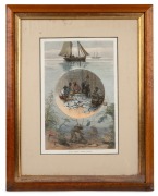 Three framed antique hand-coloured engravings: I.) The Fisherman's Wife, II.) Amphitrite Portee Sur Le Eaux, II.) Pearl Fishery, Torres Straits, ​​​​​​​the largest 48 x 38cm overall. - 3