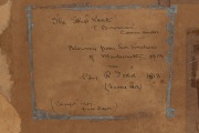ROBERT DODD (1748-1815), The Ship Kent, oil on canvas laid down on board, signed lower right "R. Dodd, 1813", remains of original hand-written label verso describing the ship, its commander etc., 53 x 74cm, 69 x 89cm overall. - 5