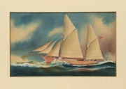 ARTHUR VICTOR GREGORY (1867-1957), (schooner in Port Phillip), watercolour, signed lower left "A.V. Gregory, '18", 32 x 53cm, 63 x 84cm overall.