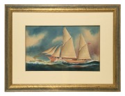ARTHUR VICTOR GREGORY (1867-1957), (schooner in Port Phillip), watercolour, signed lower left "A.V. Gregory, '18", 32 x 53cm, 63 x 84cm overall. - 2