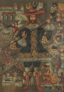 ARTIST UNKNOWN (Potosi School, Bolivia), Colonial Spanish Catholic icon of San Isidro, 18th century, oil on canvas, housed in a later carved giltwood frame, 73 x 52cm, 100 x 80cm overall. - 2