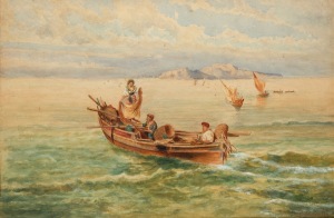 CLARA MONTALBA (Britain, 1840-1929), Fishing Off Capri, watercolour, signed lower right "C. Montalba", 50 x 75cm, 68 x 92cm overall.