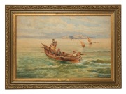 CLARA MONTALBA (Britain, 1840-1929), Fishing Off Capri, watercolour, signed lower right "C. Montalba", ​​​​​​​50 x 75cm, 68 x 92cm overall. - 2