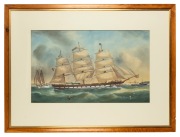 GEORGE FREDERICK GREGORY (1821-1887), (Port Phillip pilot boat and clipper off Queenscliff), watercolour, signed lower left G.F. Gregory", bearing Deutscher Hackett and Joels Auctions lablels verso, ​​​​​​​51 x 83cm, 91 x 120cm overall. - 2