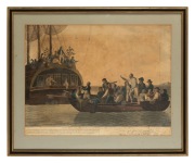 ROBERT DODD (1748-1815), The mutineers turning Lt. Bligh and some of the officers and crew adrift from His Majesty's Ship Bounty, 29 April 1789, hand-coloured aquatint, published by B.B. Evans, London, 1790, 44 x 58cm, 60 x 73cm overall. - 2